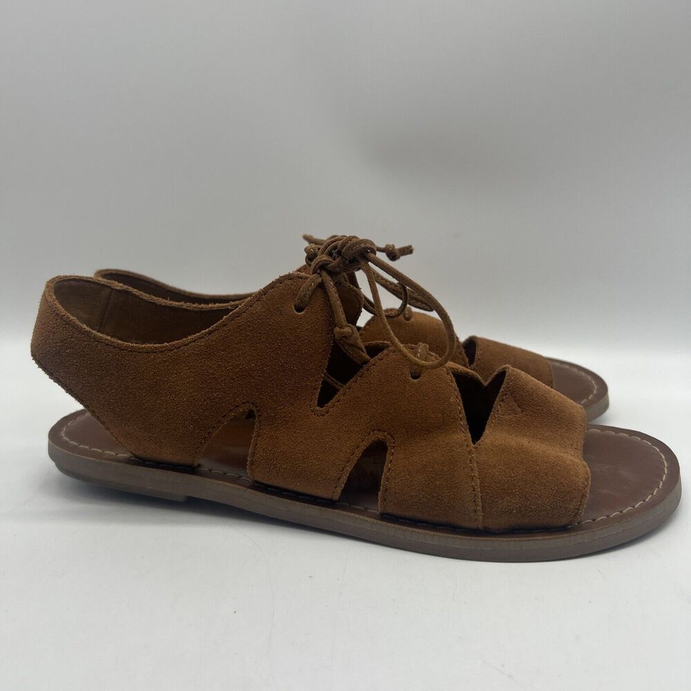 Toms Sandals‎ Womens 8 Suede Leather Gladiator Ankle Strap Lace Flat Shoes